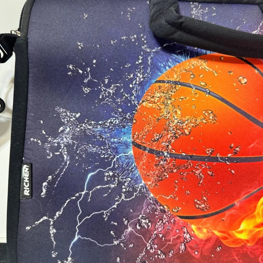 Richen Basketball Fire and Ice Laptop Bag Sleeve Case 15 in Black Neoprene